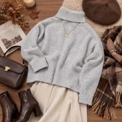 OLIVE des OLIVE タートルネックニット グレー