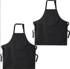 2枚セット エプロン 作業用 カフェエプロン ガーデンエプロン ポケット付き