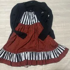 最終値下げ　MILK カーディガン+赤と黒ストライプ ジャンパースカート