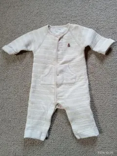 babyGap ベージュ ストライプロンパース 60