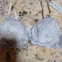 花柄レース付きライトブルーAA75ワイヤーブラジャー新品