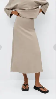 MANGO（マンゴ） ロングスカート (ミディアムブラウン）