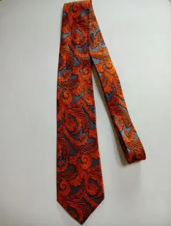 LANVIN ランバン ネクタイ シルク100% オレンジ・グレー