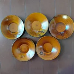 【5枚組】茶托 プラスチック製 花 植物 彫刻