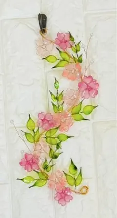 ワイヤークラフト　針金アート　インテリアグリーン　ウォールデコ　桜　春　ミモザ