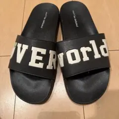 uverworld ブラック 文字入りスライドサンダル