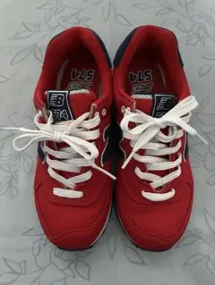 New Balance 574 レッド/ネイビー スニーカー 23cm