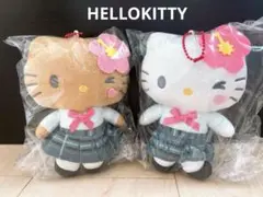 【新品】サンリオ キティ 平成コギャル ガングロキティ 制服 キーホルダー ２点