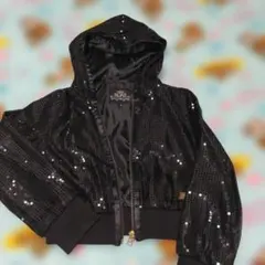 RONI スパンコール付きのブラック　フードジャケット　130cm