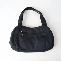 SAVOY ブラック ナイロン ロゴ刺繍 肩かけ ハンドバッグ トートバッグ