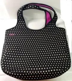 BUILT 可愛い　ドット柄 トートバッグ 黒/ピンク