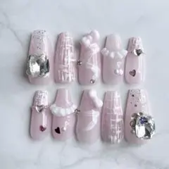 ♡ 現品 スナ系 量産型 さくらんぼ チェック ネイルチップ ♡ - メルカリ