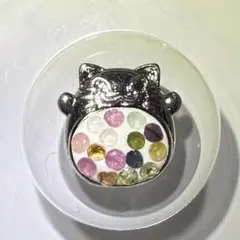 猫モチーフ 天然石 トルマリン パーツ