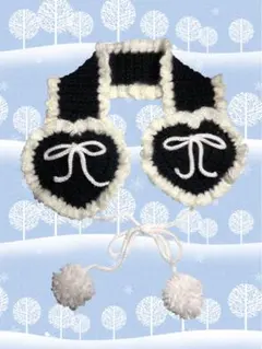 ハート型かぎ針編み耳あて