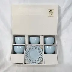【新品未使用】有田焼 湯呑み 茶托付き 仙茶揃 5客セット 水色のサムネイル