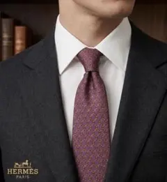 【美品】HERMES エルメス ネクタイ シルク100% フランス製 幾何学模様