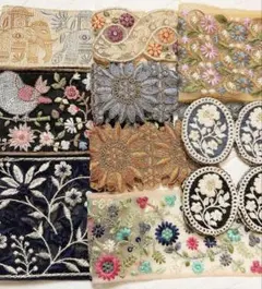 インド刺繍リボン★20cm×10本セット★幅広色々パターンセット No.2628