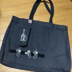 LEGO ミニフィグ刺繍 デニムトートバッグ 黒