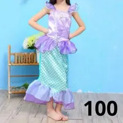 アリエル風ドレス 100 バッジ ワンピース コスチューム コスプレ マーメイド