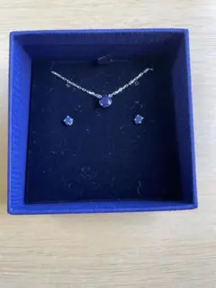Swarovski 青いクリスタル ネックレス イヤリング セット