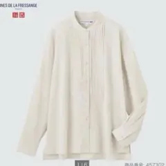 ユニクロ　イネス　リネンコットンピンタックシャツ ベージュ　Lサイズ
