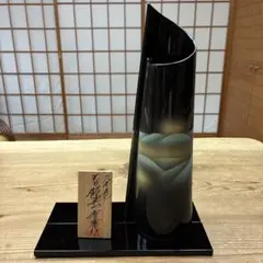 九谷焼　天目銀連山清峰作　黒い陶器花瓶　新品未使用