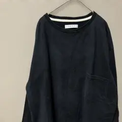 ラブラット　長袖クルーネックオーバーサイズTシャツ(S)ブラック無地　胸ポケット