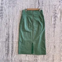 n2670 ドゥアルシーヴ タイトスカート ミモレ丈 フロントジップ 緑