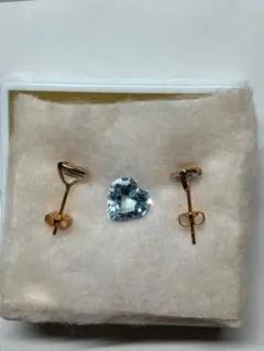 刻印 K18 アクアマリン ゴールド ピアス