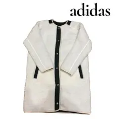 美品★アディダス ロングボアコート ノーカラー ホワイト×ブラック OTサイズ