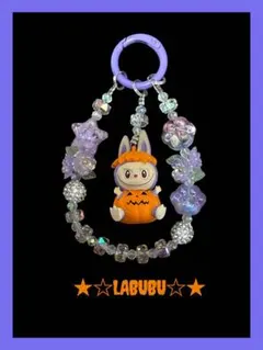 ★☆LABUBU Halloween 夜光ストラップ☆★（透明接続ホルダー付き）