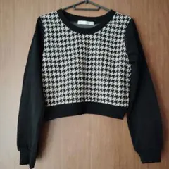 【値下げ】トップスM クロップドニット トレーナー