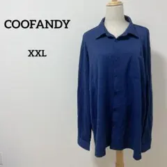 COOFANDY ネイビー 長袖シャツ XXL