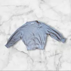 natural couture リブニットカーディガン くすみブルーのサムネイル