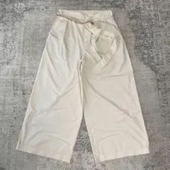 UNIQLO ベルテッドアンクルワイドパンツ サイズ67 ホワイト ナチュラル