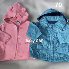 baby GAP くま耳フード付きカーディガン　グリーンジャンパー　70cm