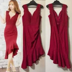 VANESSA HEART ワインレッドドレス ダークレッドMサイズ　膝丈