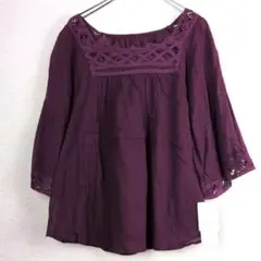 STYLE ON 五分袖 チュニック パープル 11R 綿100%