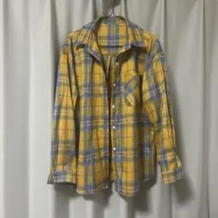 チェック柄 長袖シャツ イエロー・ブルー