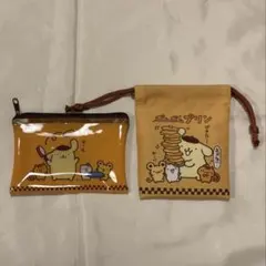 ポムポムプリン フラットポーチ ミニ巾着 セット