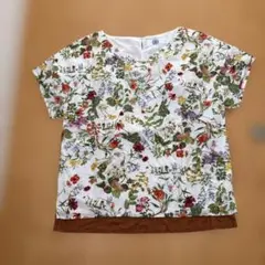 オンワード　花柄 Vネック 半袖 トップス