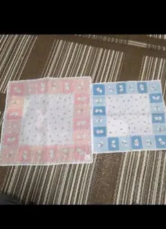 新品未使用　昭和レトロ　ファミリア　ピンク　ブルー　ハンカチ　2枚セット