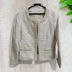 favori ノーカラージャケット ベージュ　スーツ　ツイードのサムネイル