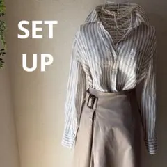 【綺麗めセットアップ】 H＆M リネンシャツ　Te chichi チノスカート