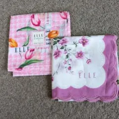 ELLE ハンカチ 2枚セット チューリップ 花柄