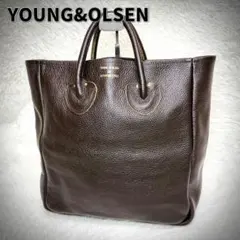 ヤングアンドオルセン トートバッグ ダークブラウン brown シボ革 A4収納