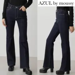 アズールバイマウジー ピンタック デニム フレア パンツ ストレッチ