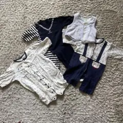 ロンパース&リバーシブルベスト4点セット50-70cm