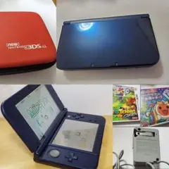 Newニンテンドー3DS LL メタリックブルー1台 ポーチ ソフト2本