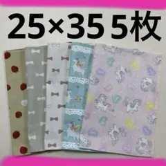 ユニコーンいちごリボン柄給食ランチョンマット5枚セット(25×35)女の子②